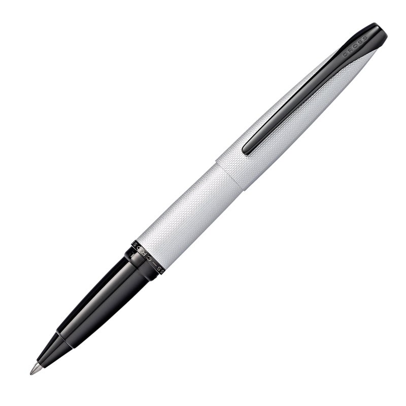 Cross ATX Refillable Rollerball Pen Presented in a Luxury Gift Box - Medium Point, Black Ink, Sandblasted Chrome - Image 1
